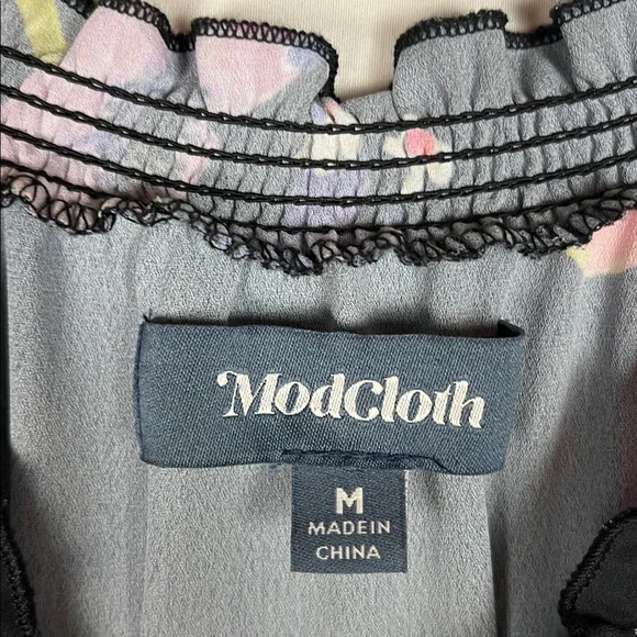 Modcloth Black Floral Mock Neck Sleeveless Midi Dress - Picture 5 of 8